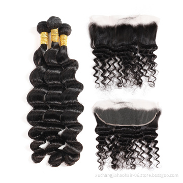30 40inch Woman`s Romance 100% virgin hair closure loose deep free sample hair bundles 4x4 lace front closure weaves